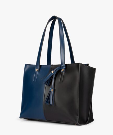 Blue and black over the shoulder tote bag