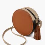 Camel circle cross-body bag