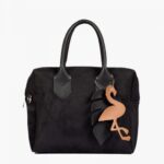 Black suede mini bowling bag