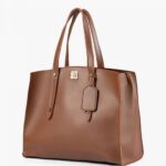 Brown multi compartment satchel bag