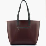 Burgundy long handle tote bag