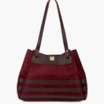 Burgundy suede zebra tote bag