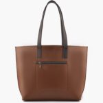 Horse brown with black long handle tote bag