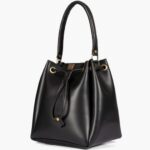 Black drawstring bucket bag
