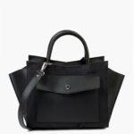 Black suede top-handle bag