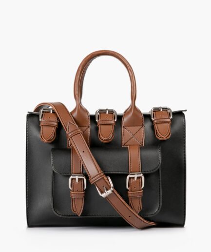 Black with brown wilderness satchel bag