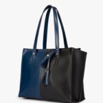 Blue and black over the shoulder tote bag