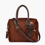 Dark brown suede mini bowling bag