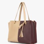 Off-white and burgundy over the shoulder tote bag