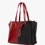 Red and black over the shoulder tote bag