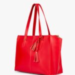 Red over the shoulder tote bag