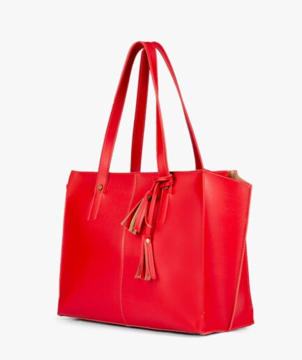 Red over the shoulder tote bag
