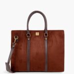 DARK BROWN SUEDE LAPTOP BAG