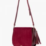 BURGUNDY SUEDE FOLDOVER SADDLE BAG