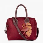 BURGUNDY SUEDE MINI BOWLING BAG