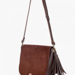 DARK BROWN SUEDE FOLDOVER SADDLE BAG