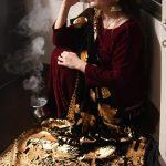 Luxury Gold Leaf Moon Light Velvet Shawl