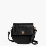 BLACK CROCODILE SADDLE BAG