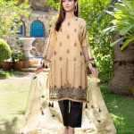 3 Pc unstitched embroidered organza