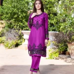 2 Pc embroidered Pleated linen